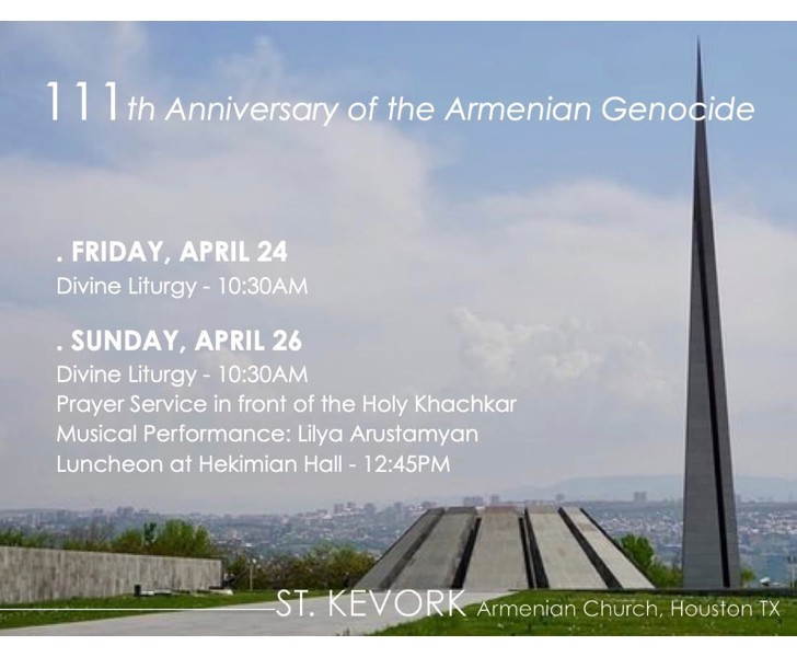 111th Anniversary of the Armenian Genocide