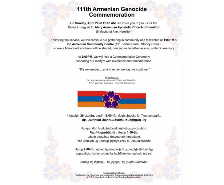 111th Armenian Genocide Commemoration