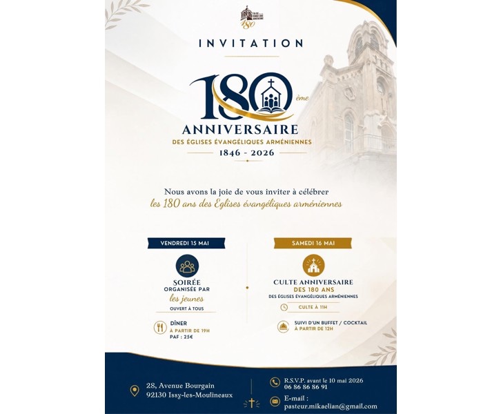 180ème anniversaire de l'église évangélique arménienne