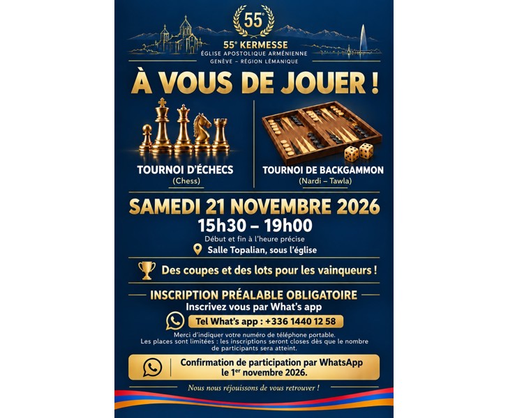 55e Kermesse - Tournoi d'Échecs et Tournoi de Backgammon