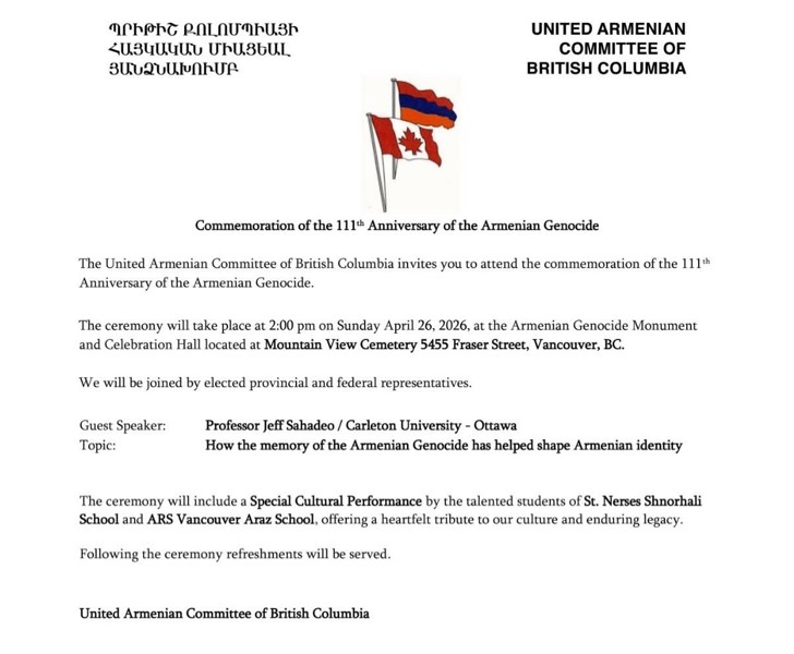 Commemoration of the 111th Anniversary of the Armenian Genocide