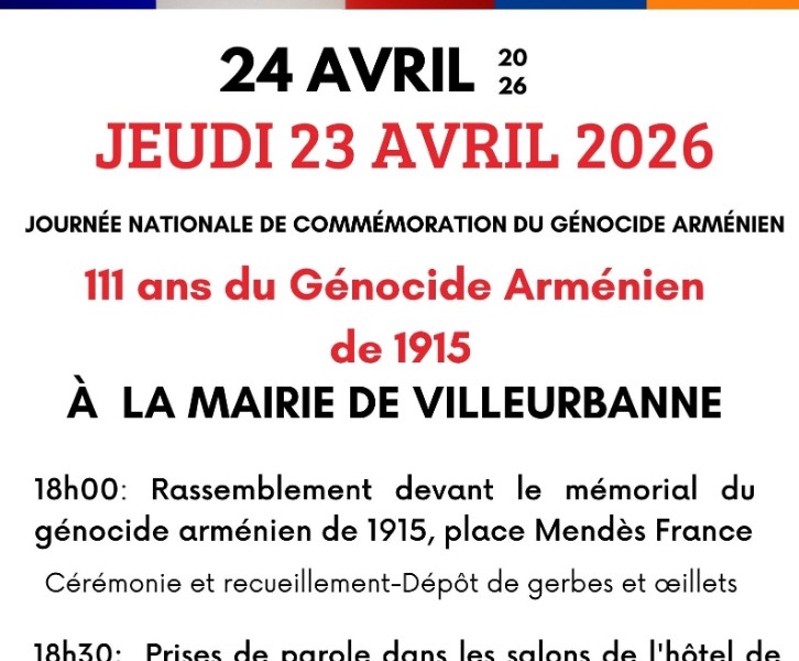 Commémoration – 111 ans du Génocide Arménien de 1915