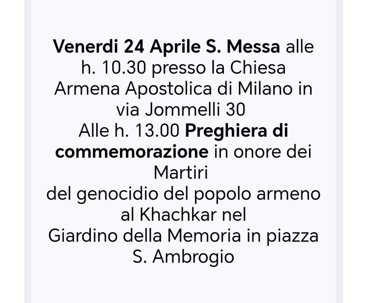 Preghiera di commemorazione in onore dei Martiri del genocidio del popolo armeno al Khachkar