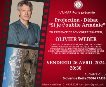 Projection - Débat : 'Si je t'oublie, Arménie' en présence d'Olivier Weber