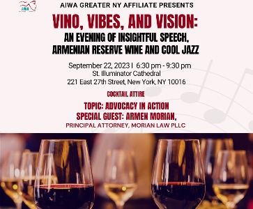VINO, VIBES, AND VISION: AN EVENING OF INSIGHTFUL SPEECH, ARMENIAN RESERVE WINE AND COOL JAZZ
