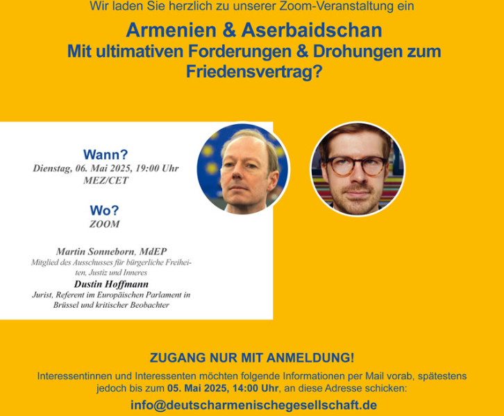 Zoom-Talk 'Armenien & Aserbaidschan Mit ultimativen Forderungen & Drohungen zum Friedensvertrag?'